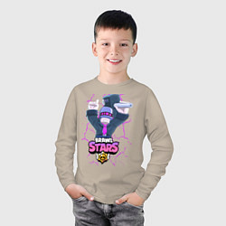 Лонгслив хлопковый детский BRAWL STARS DJ FRANK, цвет: миндальный — фото 2