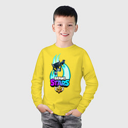 Лонгслив хлопковый детский BRAWL STARS MECHA CROW, цвет: желтый — фото 2