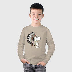 Лонгслив хлопковый детский Snoopy, цвет: миндальный — фото 2