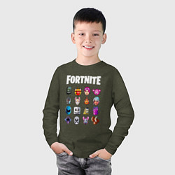Лонгслив хлопковый детский FORTNITE, цвет: меланж-хаки — фото 2