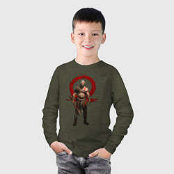 Лонгслив хлопковый детский GOD OF WAR, цвет: меланж-хаки — фото 2
