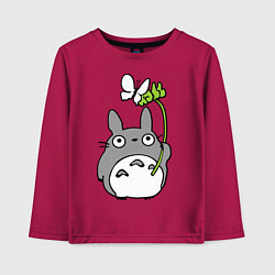 Лонгслив хлопковый детский Totoro и бабочка, цвет: маджента