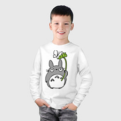 Лонгслив хлопковый детский Totoro и бабочка, цвет: белый — фото 2