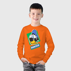 Лонгслив хлопковый детский Дональд Дак, цвет: оранжевый — фото 2