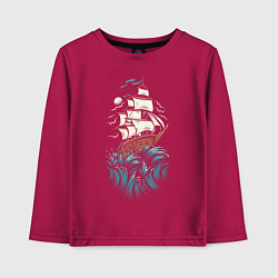 Лонгслив хлопковый детский Борьба моряка, цвет: маджента