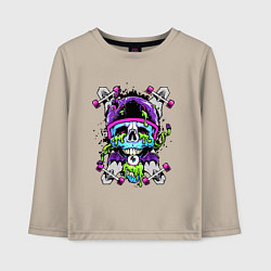 Лонгслив хлопковый детский Crazy skull - skateboard, цвет: миндальный