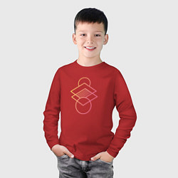 Лонгслив хлопковый детский Геометрический градиент, цвет: красный — фото 2