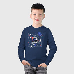 Лонгслив хлопковый детский Астронавт во вселенной, цвет: тёмно-синий — фото 2