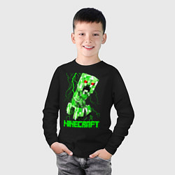 Лонгслив хлопковый детский MINECRAFT CREEPER, цвет: черный — фото 2