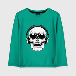 Лонгслив хлопковый детский Skull Music lover, цвет: зеленый