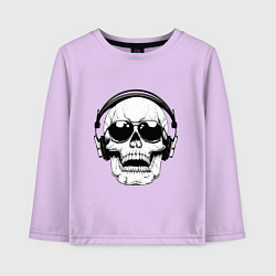 Лонгслив хлопковый детский Skull Music lover, цвет: лаванда