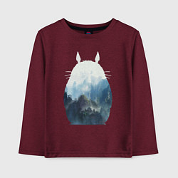 Лонгслив хлопковый детский Тоторо, цвет: меланж-бордовый