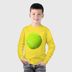 Лонгслив хлопковый детский Теннис цвета желтый — фото 2