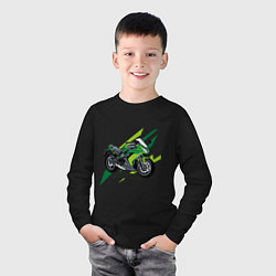 Лонгслив хлопковый детский GREEN MOTO Z, цвет: черный — фото 2