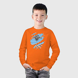 Лонгслив хлопковый детский Рваная тельняшка, цвет: оранжевый — фото 2