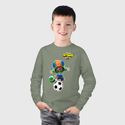 Лонгслив хлопковый детский Brawl STARS футбол, цвет: авокадо — фото 2