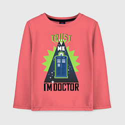 Лонгслив хлопковый детский Trust me, i'm doctor who, цвет: коралловый