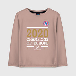 Лонгслив хлопковый детский FC Bayern Munchen Champions of Europe 2020, цвет: пыльно-розовый
