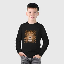 Лонгслив хлопковый детский Лев, цвет: черный — фото 2