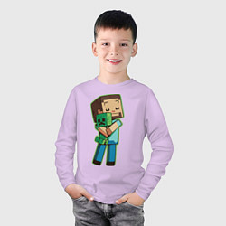 Лонгслив хлопковый детский Minecraft, цвет: лаванда — фото 2