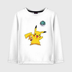 Лонгслив хлопковый детский Pokemon pikachu 1, цвет: белый