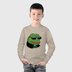 Лонгслив хлопковый детский Pepe в очках EZ, цвет: миндальный — фото 2