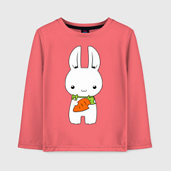 Лонгслив хлопковый детский Зайчик с морковкой, цвет: коралловый