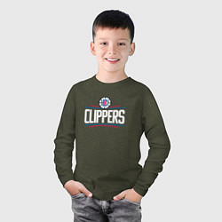 Лонгслив хлопковый детский Los Angeles Clippers, цвет: меланж-хаки — фото 2