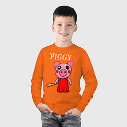 Лонгслив хлопковый детский ROBLOX PIGGY, цвет: оранжевый — фото 2