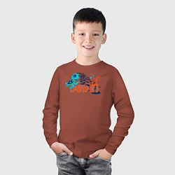 Лонгслив хлопковый детский Dude, цвет: кирпичный — фото 2