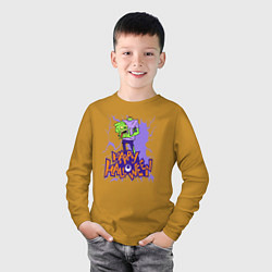 Лонгслив хлопковый детский Хеллоуин, цвет: горчичный — фото 2