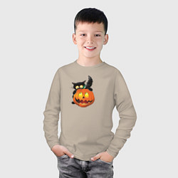 Лонгслив хлопковый детский Хеллоуин, цвет: миндальный — фото 2