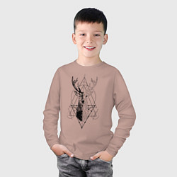 Лонгслив хлопковый детский Polygonal deer, цвет: пыльно-розовый — фото 2