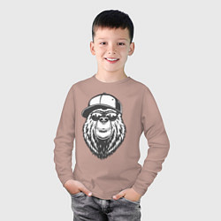 Лонгслив хлопковый детский Медведь, цвет: пыльно-розовый — фото 2