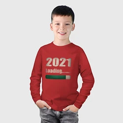 Лонгслив хлопковый детский 2021 - Загрузка, цвет: красный — фото 2