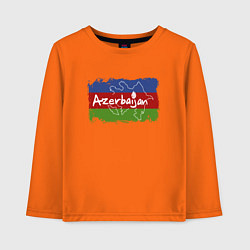 Лонгслив хлопковый детский Азербайджан, цвет: оранжевый
