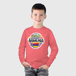 Лонгслив хлопковый детский Армения, цвет: коралловый — фото 2
