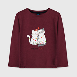 Лонгслив хлопковый детский Merry Cat, цвет: меланж-бордовый