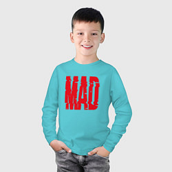 Лонгслив хлопковый детский MAD, цвет: бирюзовый — фото 2