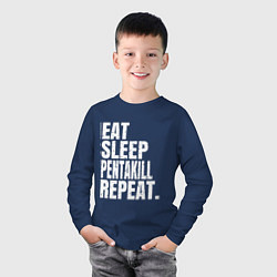 Лонгслив хлопковый детский EAT SLEEP PENTAKILL REPEAT, цвет: тёмно-синий — фото 2