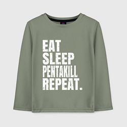 Лонгслив хлопковый детский EAT SLEEP PENTAKILL REPEAT, цвет: авокадо