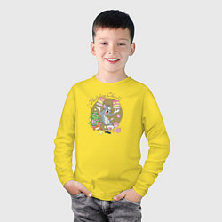 Лонгслив хлопковый детский Holiday Cheer, цвет: желтый — фото 2