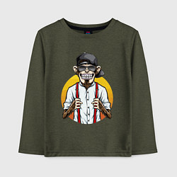 Лонгслив хлопковый детский Monkey hipster, цвет: меланж-хаки