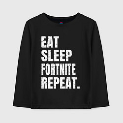 Лонгслив хлопковый детский EAT SLEEP FORTNITE REPEAT, цвет: черный