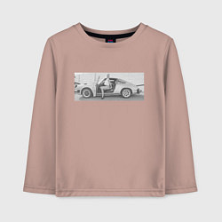 Лонгслив хлопковый детский Porshe, цвет: пыльно-розовый