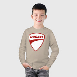 Лонгслив хлопковый детский Ducati Logo Дукати Лого Z, цвет: миндальный — фото 2