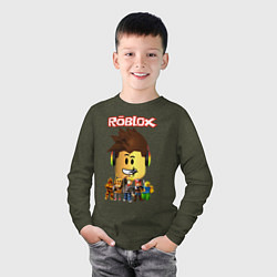 Лонгслив хлопковый детский ROBLOX, цвет: меланж-хаки — фото 2