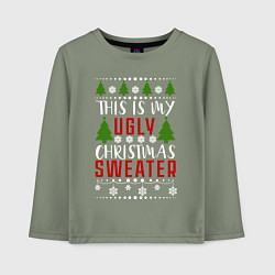 Лонгслив хлопковый детский My ugly christmas sweater, цвет: авокадо