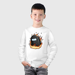 Лонгслив хлопковый детский Among Us fire, цвет: белый — фото 2