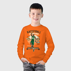 Лонгслив хлопковый детский Баскетбол, цвет: оранжевый — фото 2